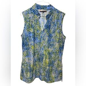 JUDE CONNALLY seveless‎ Blue and Green Patterned Women's Top
